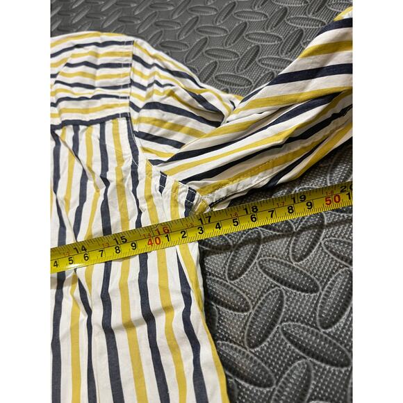 NWT J Crew Striped Classic Fit Boy Shirt Button Top Blue Yellow White Women’s 2 - Picture 5 of 7